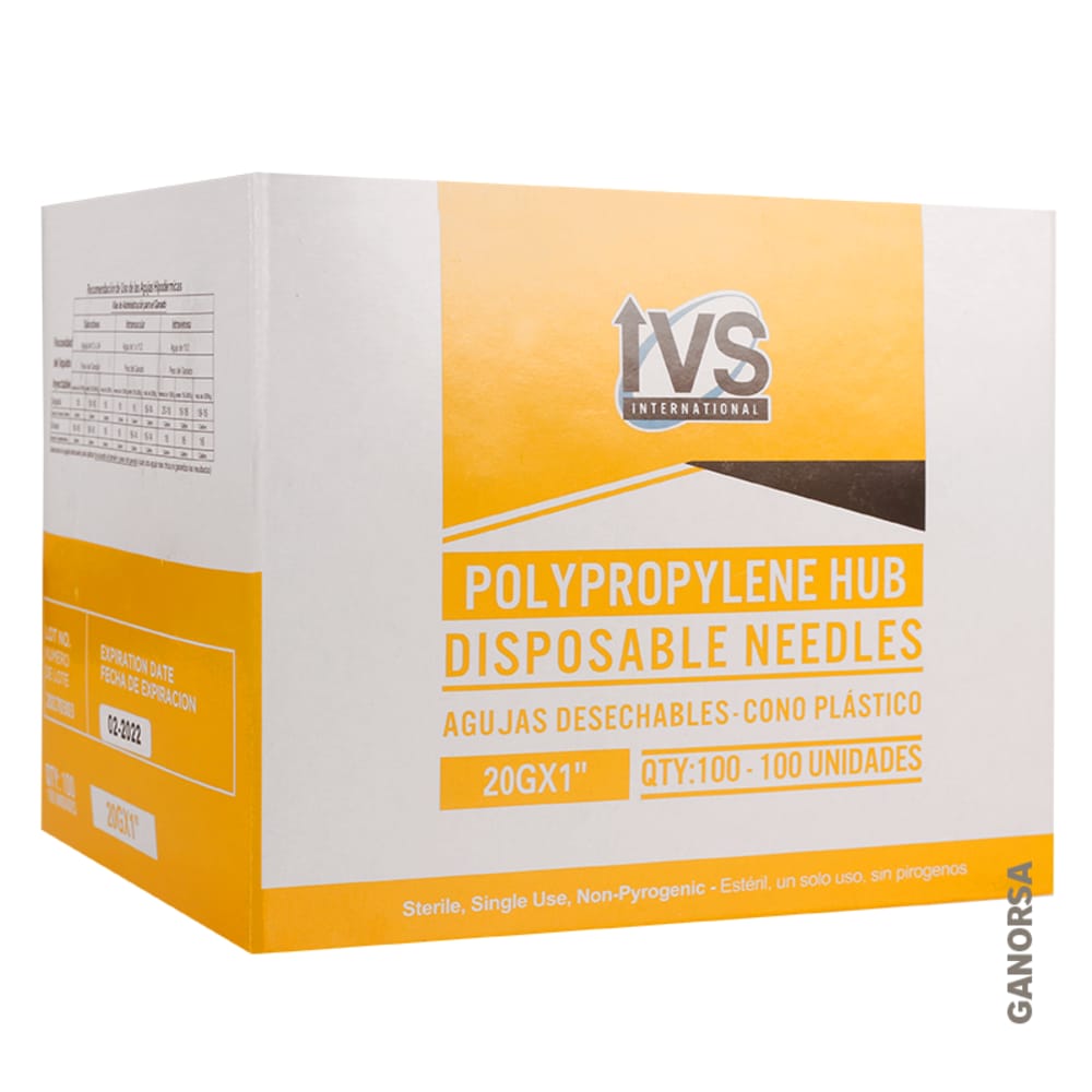 ´Producto AGUJA DESECHABLE IVS 20 X 1" 100 UDS