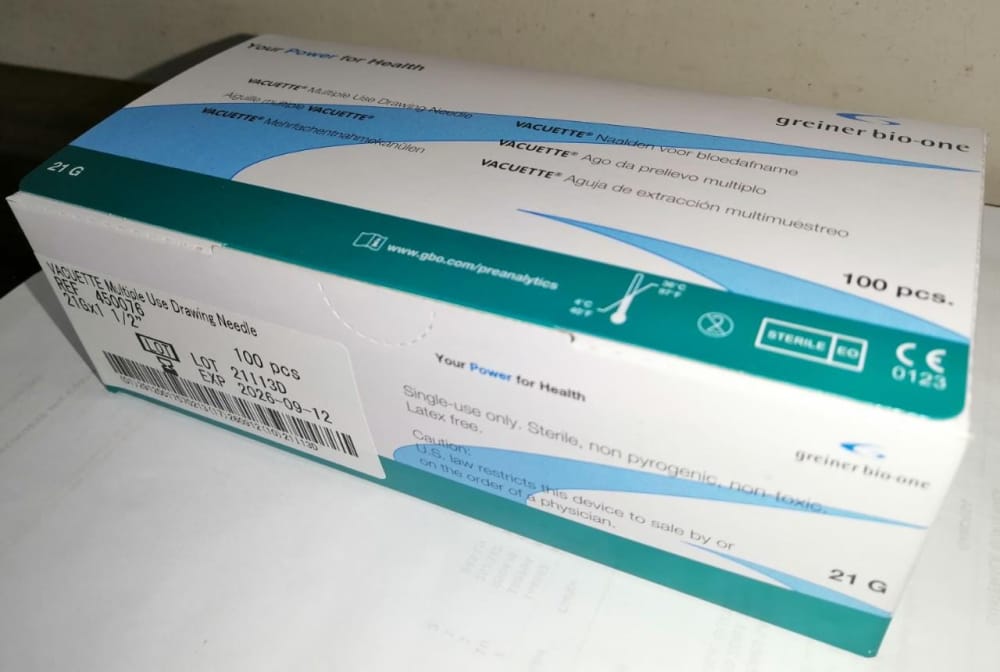 ´Producto AGUJA VACUTAINER 21 X 1 1/2 100 UDS