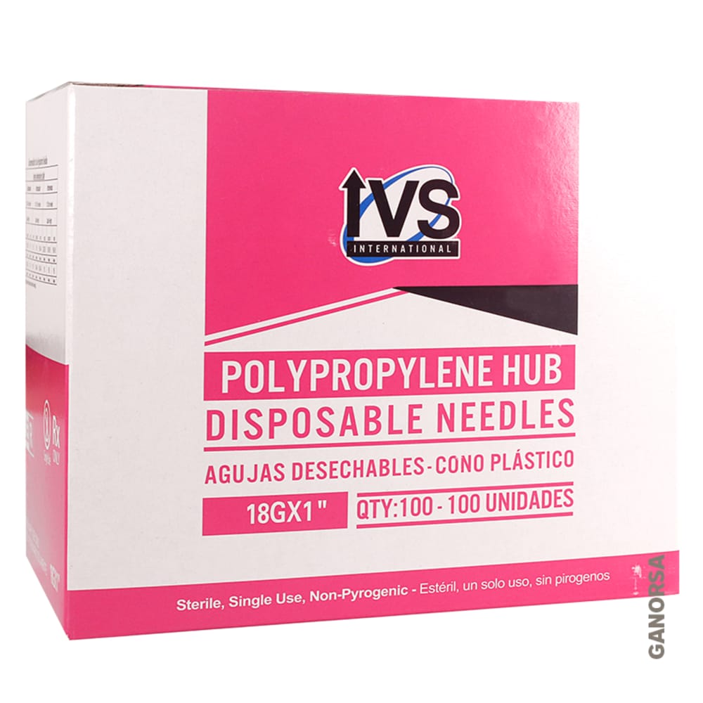 Imagen de AGUJA DESECHABLE IVS 18 X 1" 100 UDS.